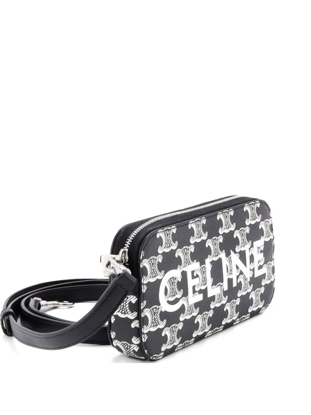 Celine Pre-Owned Horizontal Pouch Crossbody Bag Logo Triomphe Coated Canvas shoulder bag - Nero