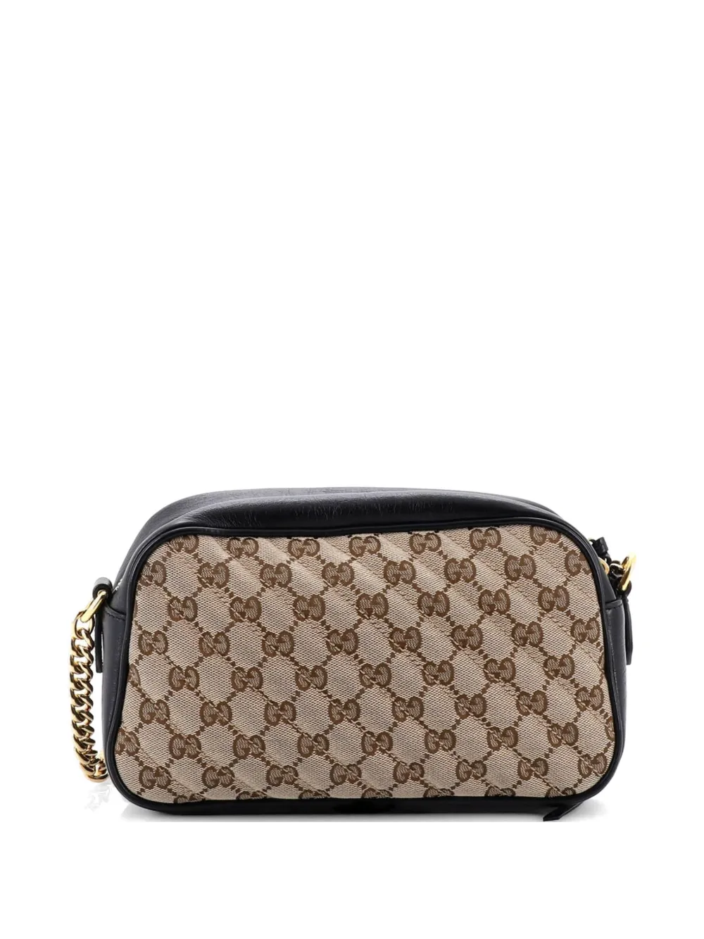 Gucci Pre-owned Gg Marmont Shoulder Bag Diagonal Quilted Gg Canvas With Leather Small Crossbody Bag - Noir 