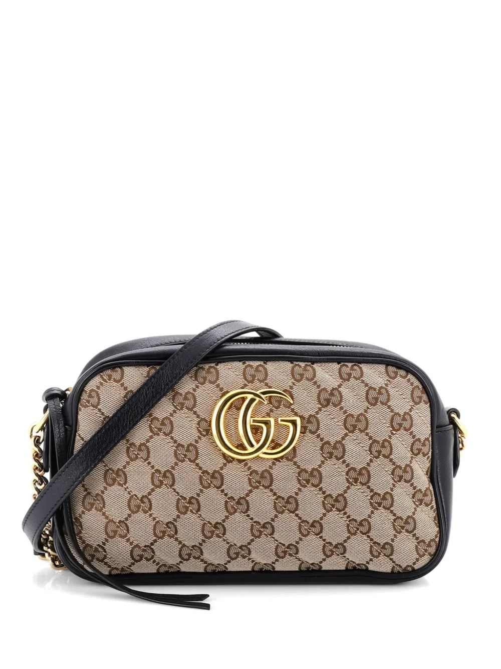 Gucci Pre-Owned GG Marmont Shoulder Bag Diagonal Quilted GG Canvas with Leather Small crossbody bag - Schwarz