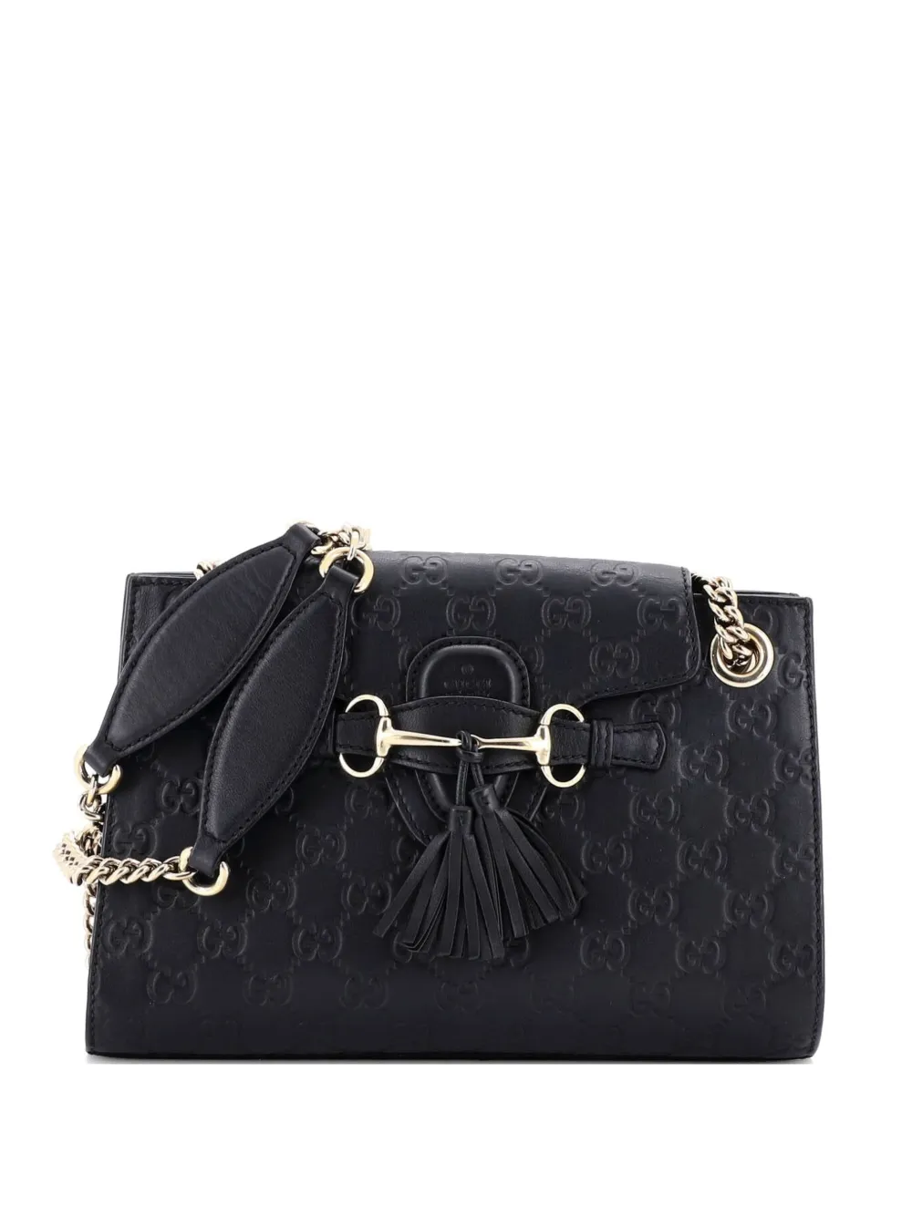 Gucci Pre-Owned Emily Chain Flap Guccissima Leather Small shoulder bag - Nero