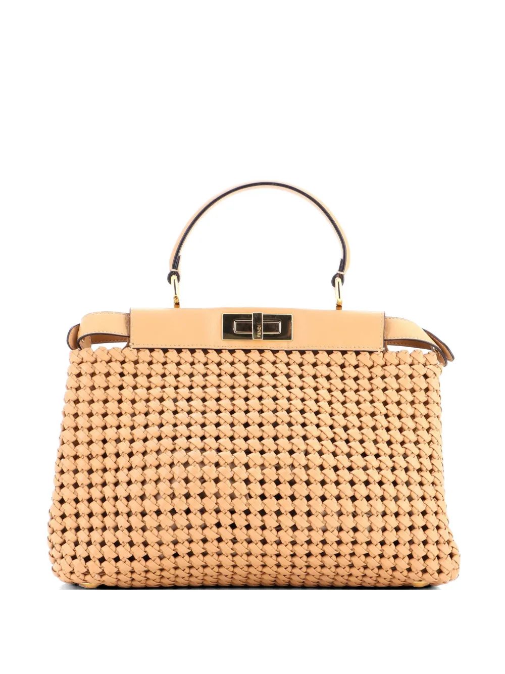 Fendi Pre-Owned Peekaboo Bag Woven Nappa Leather Regular satchel - Brown