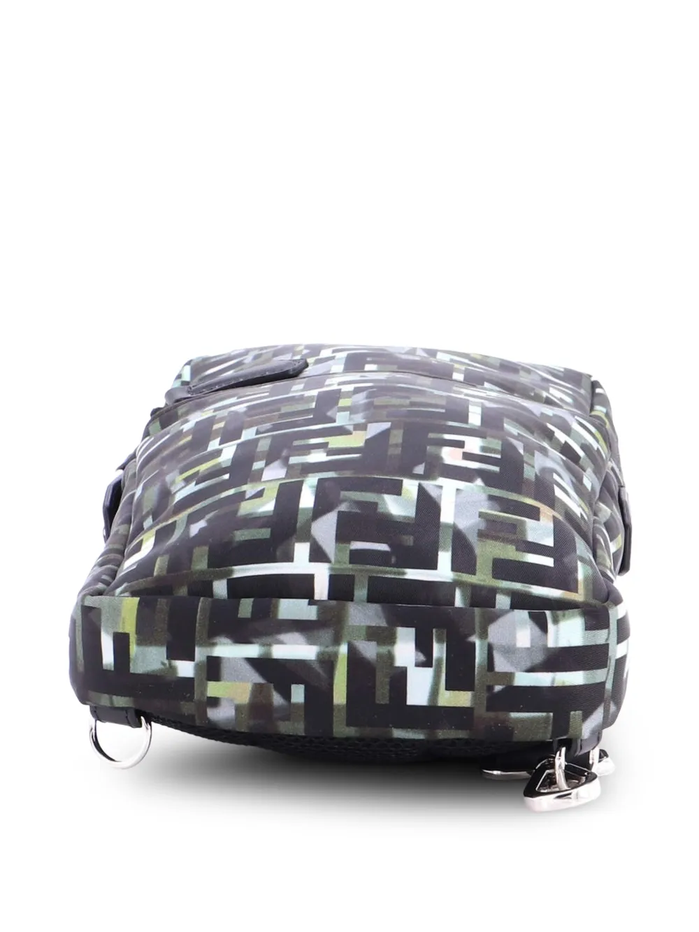  Fendi Pre-owned Petite Sacoche à Bandoulière En Nylon Zucca à Motif Camouflage Et Poche Avant - Noir 