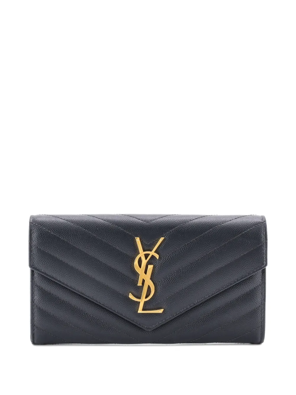 Saint Laurent Pre-Owned Classic Monogram Flap Wallet Matelasse Chevron Leather Large small wallets - Grigio