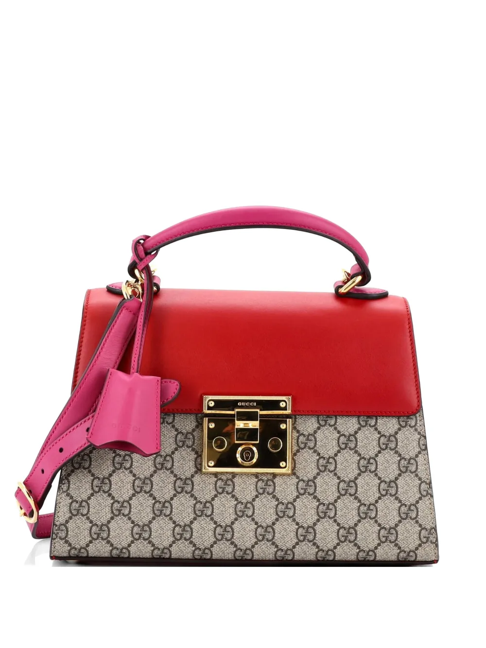 Gucci Pre-Owned Padlock Top Handle Bag GG Coated Canvas and Leather Small satchel - Marrone