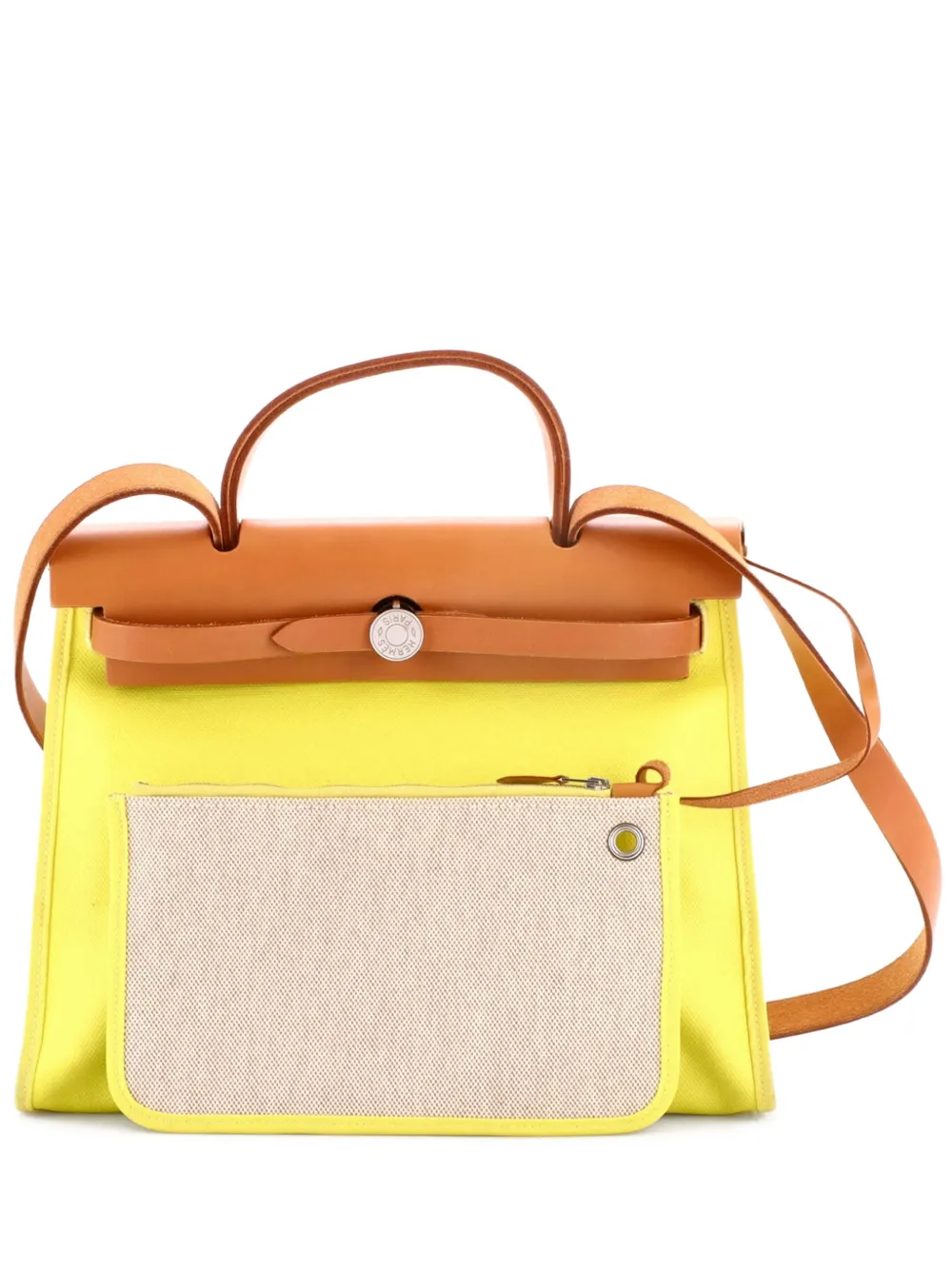 Hermès Pre-Owned Herbag Zip Berline Vache Canvas and Leather 31 shoulder bag - Giallo