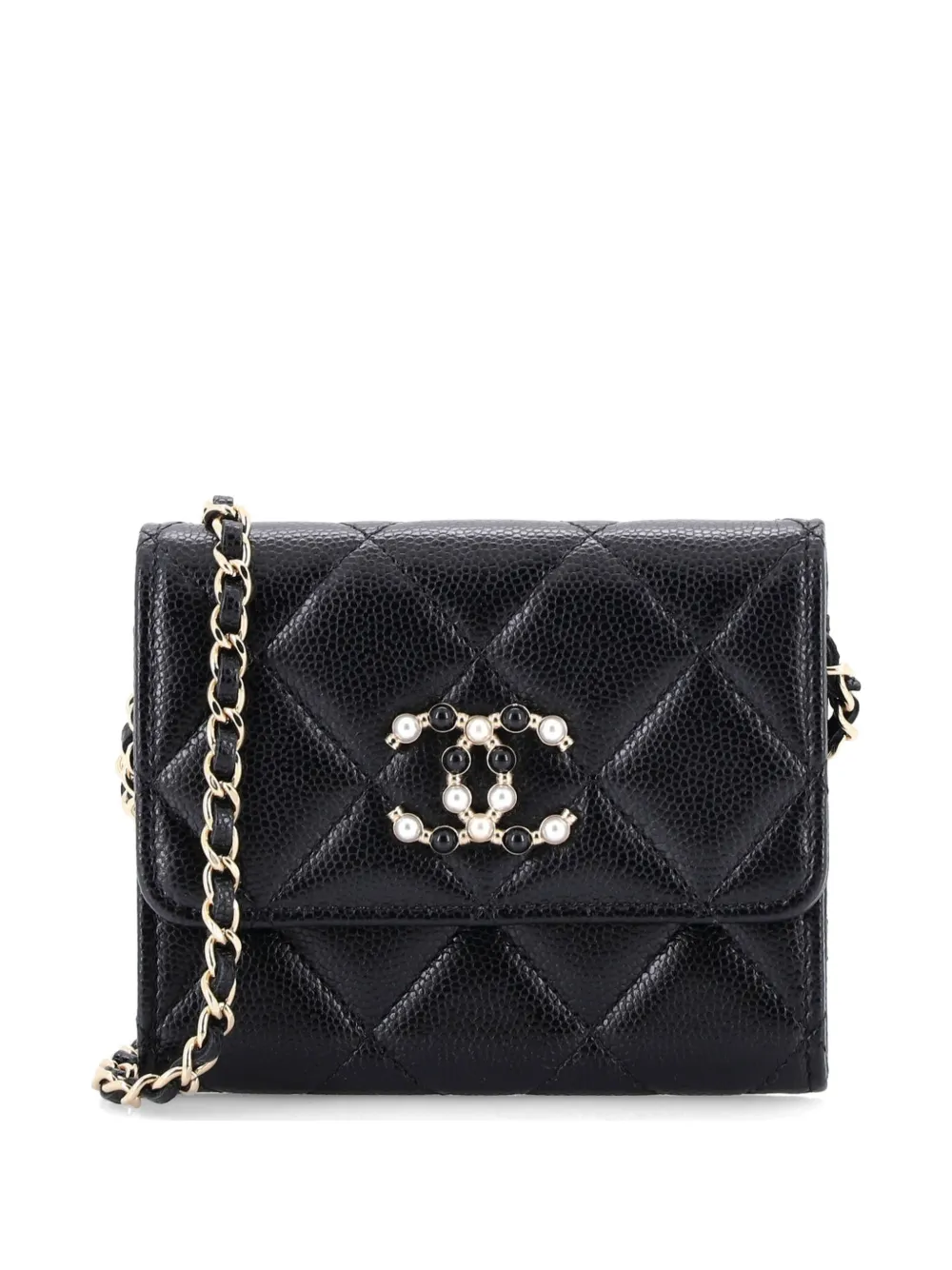 CHANEL Pre-Owned Coco Candy Card Holder on Chain Quilted Caviar shoulder bag - Schwarz