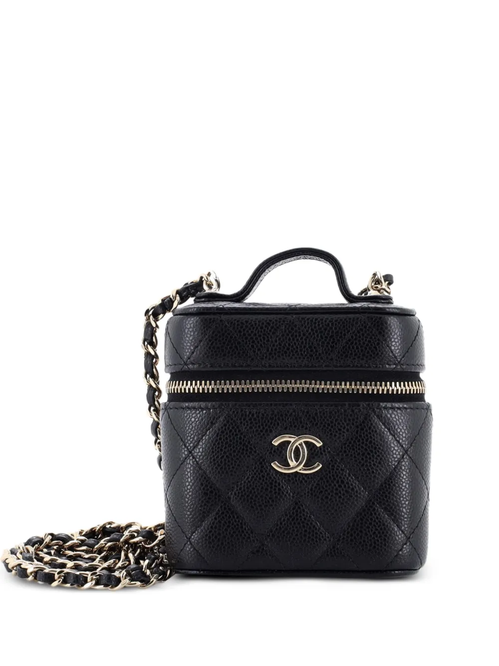 CHANEL Pre-Owned Handle with Care Vanity Case with Chain Quilted Caviar crossbody bag - Nero