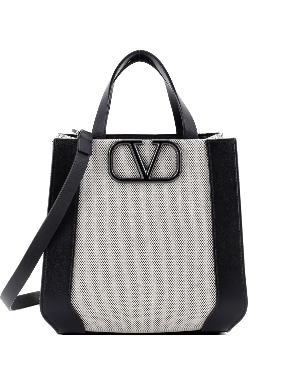 Valentino Garavani Pre-Owned VLogo Signature Canvas and Leather Mini tote bag - Schwarz