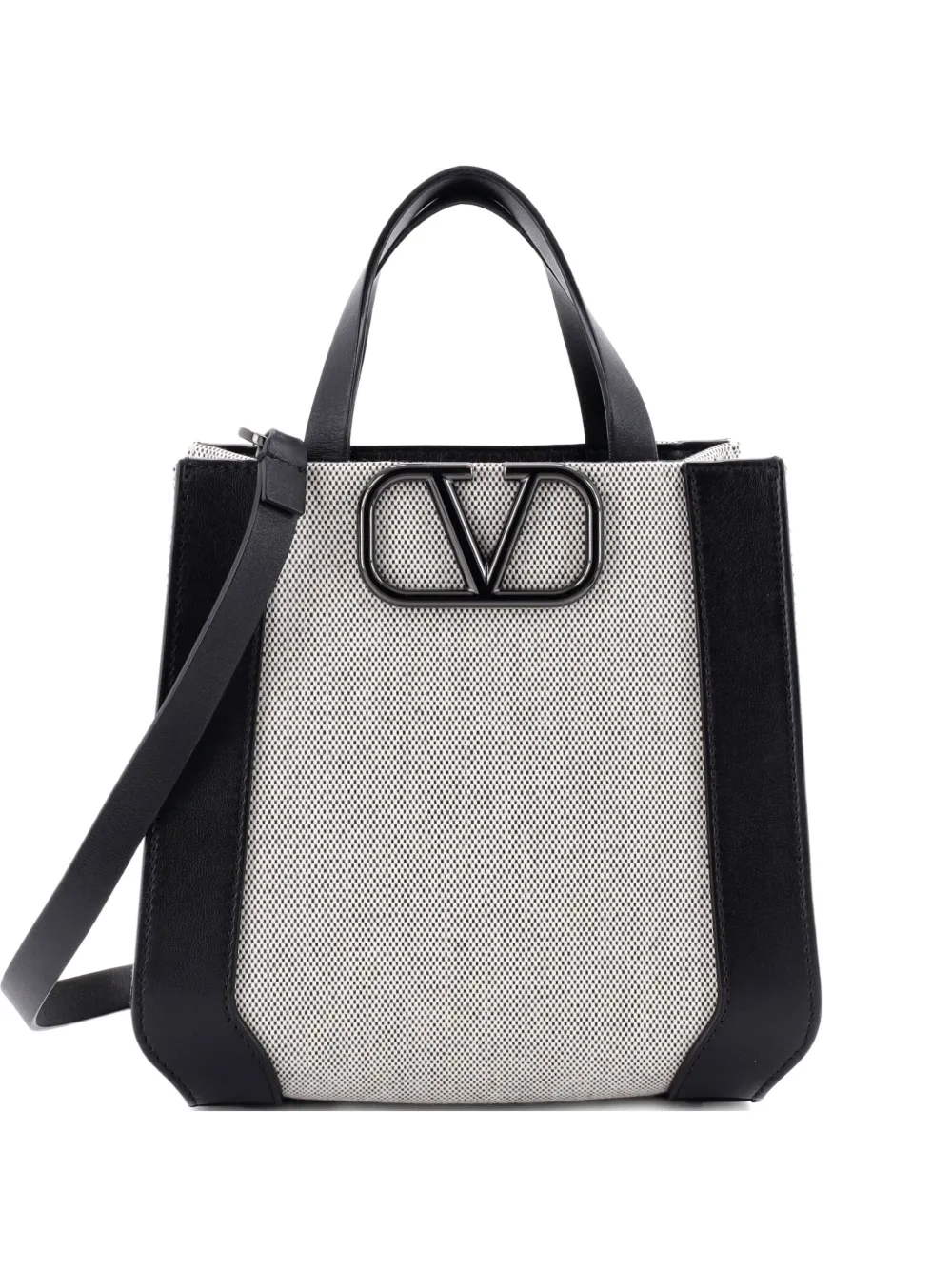 Valentino Garavani Pre-Owned VLogo Signature Canvas and Leather Mini tote bag - Nero