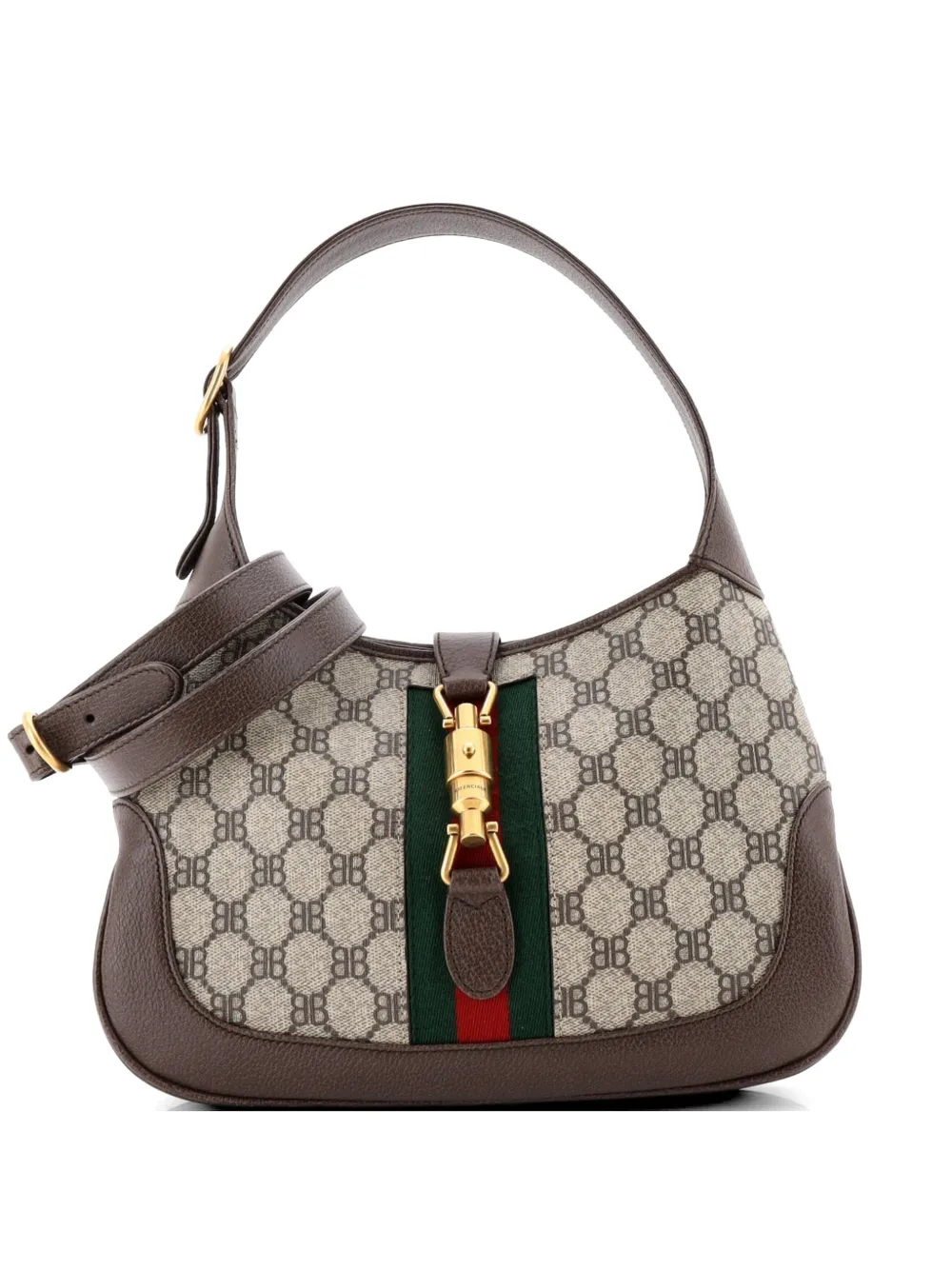 Balenciaga Pre-Owned x Gucci The Hacker Project Jackie 1961 BB Coated Canvas Small hobo bag - Marrone