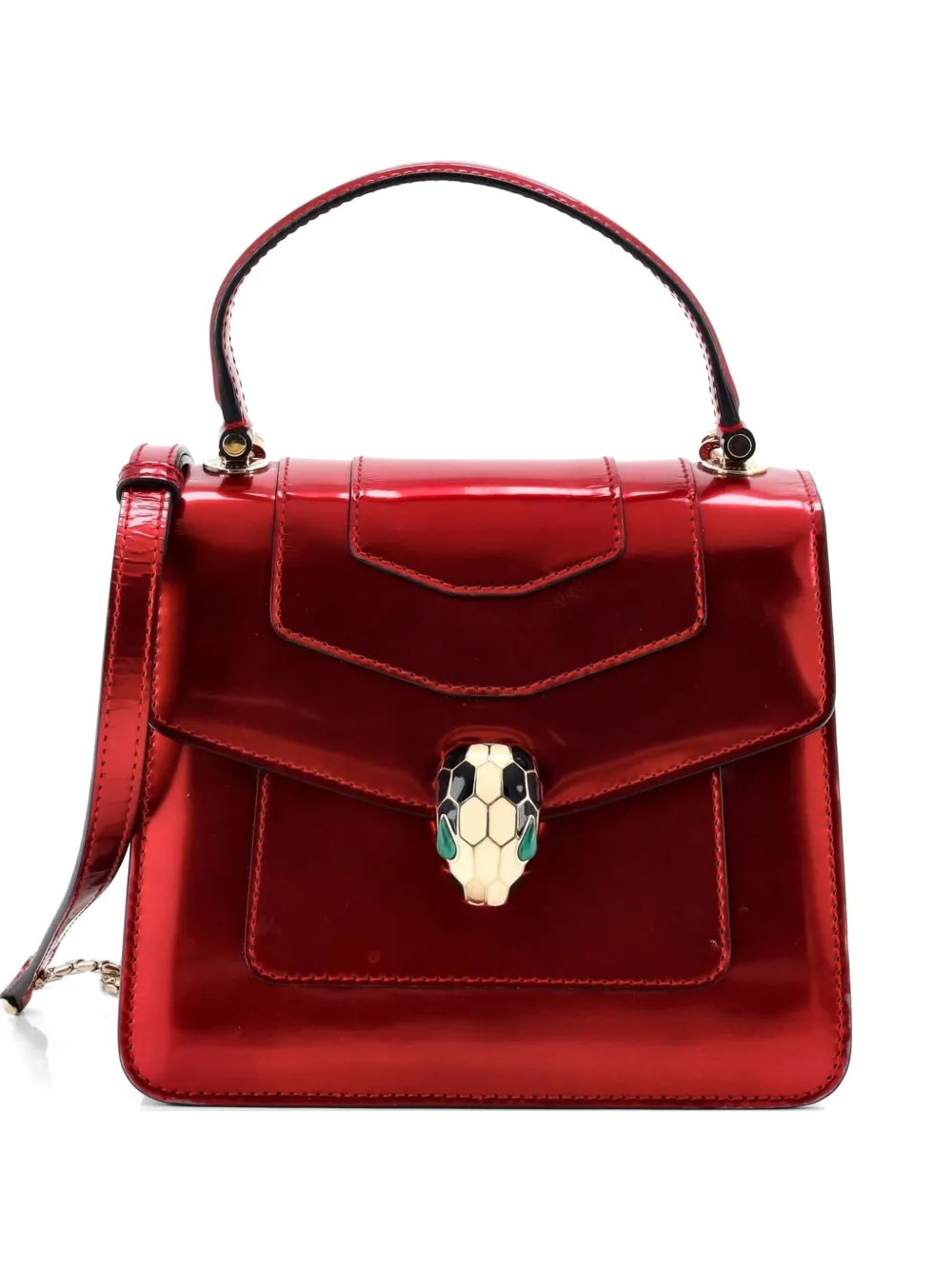 Bvlgari Pre-Owned Serpenti Top Handle Bag Patent Small satchel - Rosso