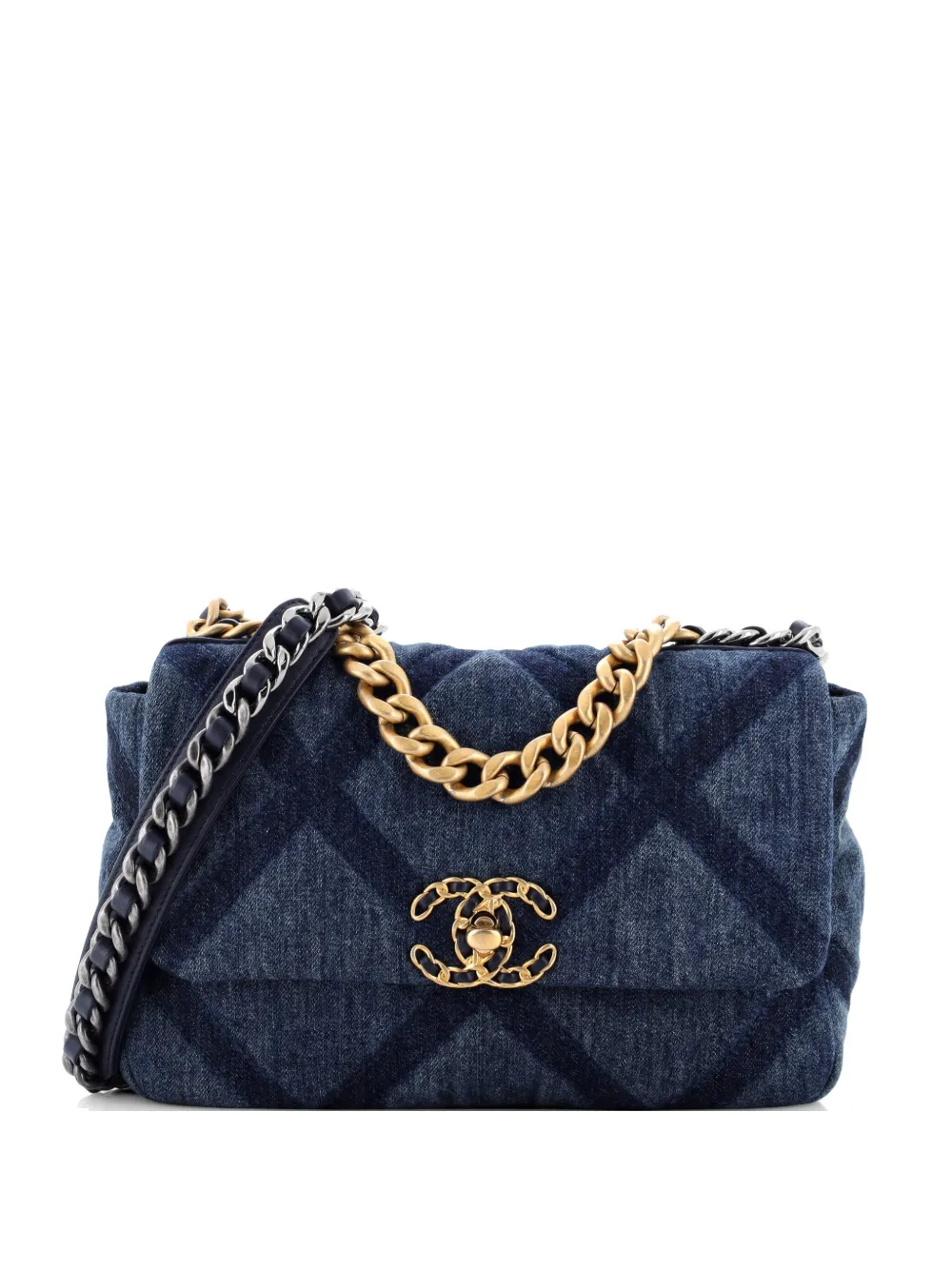 CHANEL Pre-Owned 19 Flap Bag Quilted Denim Medium shoulder bag - Blu