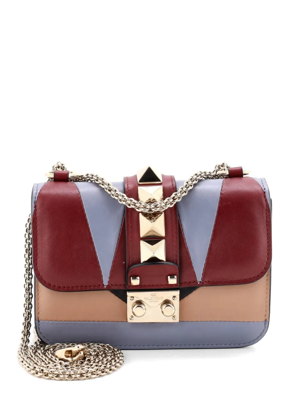 Valentino Garavani Pre-Owned Glam Lock Geometric Color Block Leather Mini shoulder bag - Multicolore