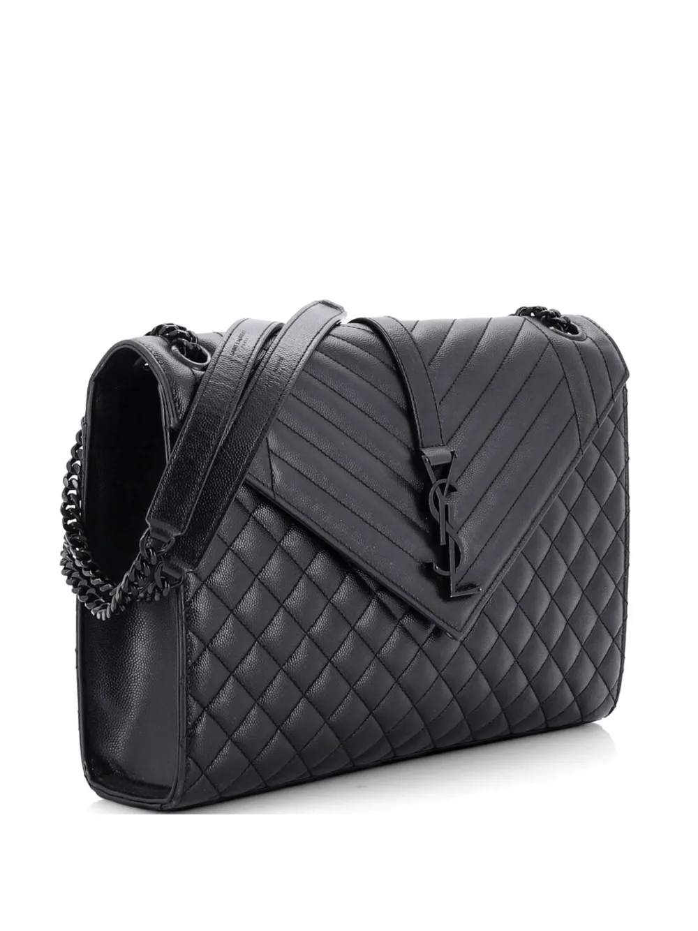 Saint Laurent Pre-Owned Classic Monogram Envelope Satchel Mixed Matelasse Leather Large shoulder bag - Schwarz