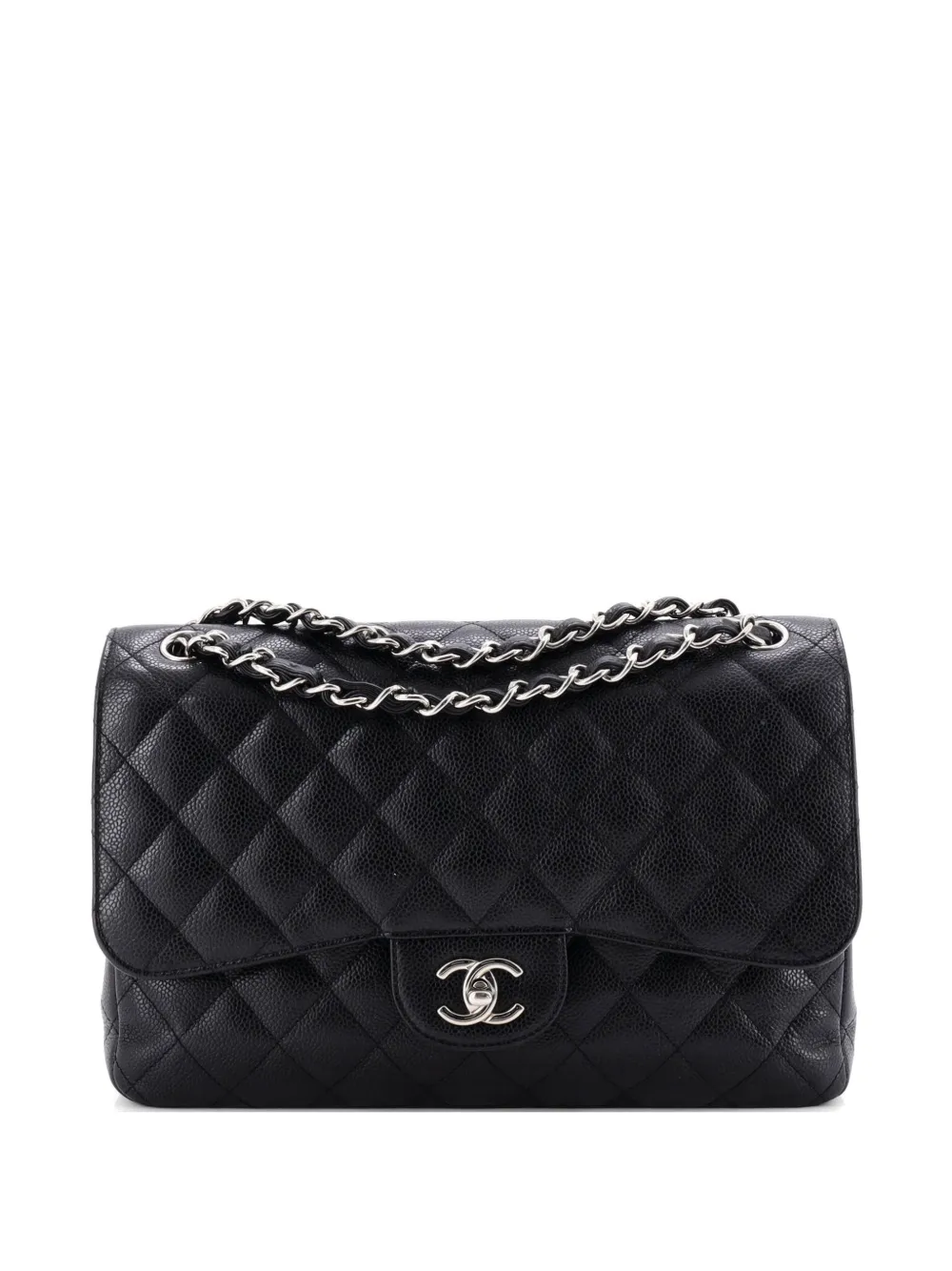 CHANEL Pre-Owned Classic Double Flap Bag Quilted Caviar Jumbo shoulder bag - Nero
