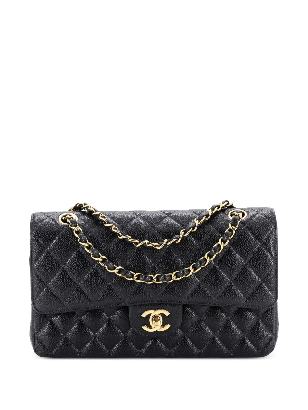 CHANEL Pre-Owned Classic Double Flap Bag Quilted Caviar Medium shoulder bag - Schwarz