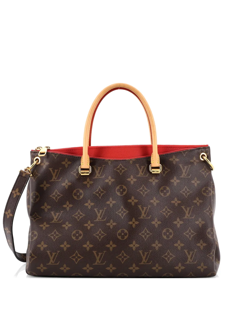 Louis Vuitton Pre-Owned Pallas Tote Monogram Canvas with Leather shoulder bag - Braun