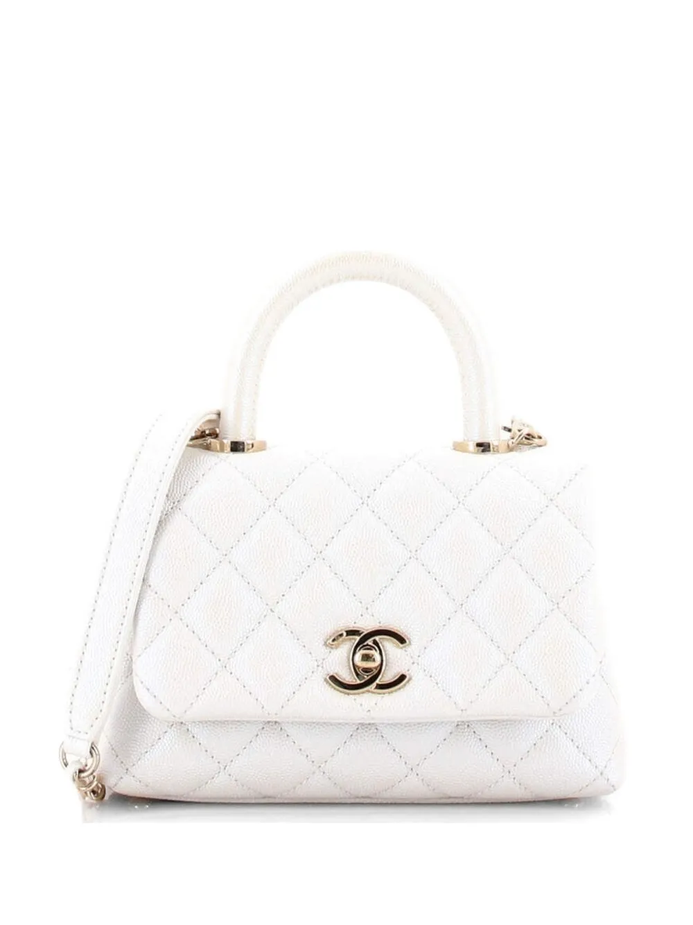 CHANEL Pre-Owned Coco Top Handle Bag Quilted Caviar Extra Mini shoulder bag - Bianco