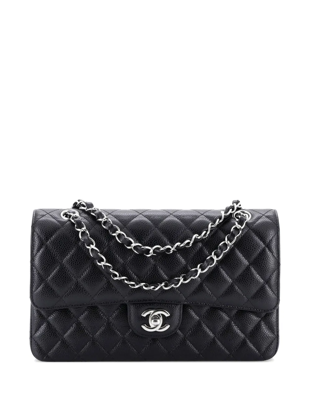 CHANEL Pre-Owned Classic Double Flap Bag Quilted Caviar Medium shoulder bag - Nero