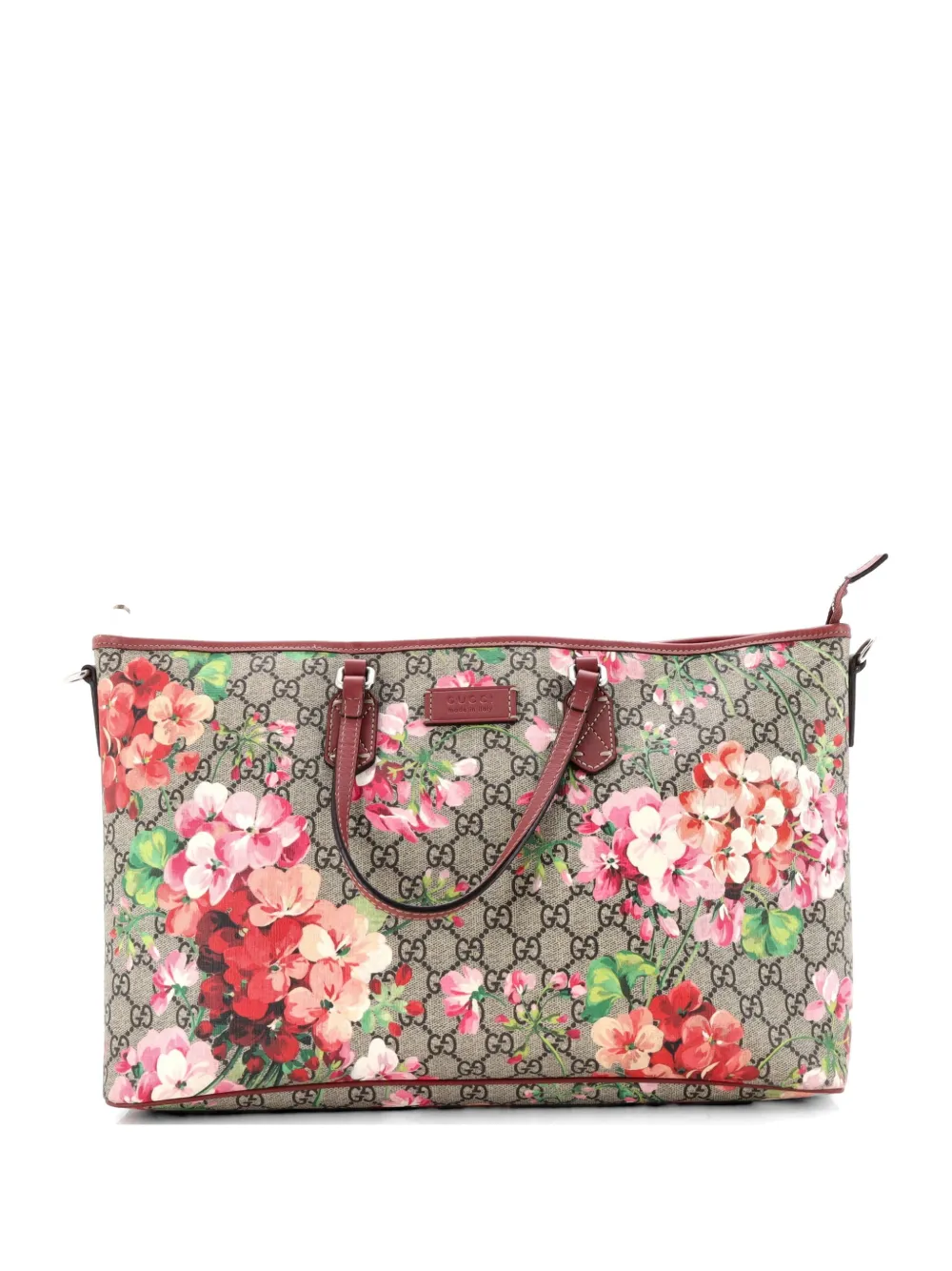Gucci Pre-Owned Convertible Zip Blooms Print GG Coated Canvas Large tote bag - Marrone