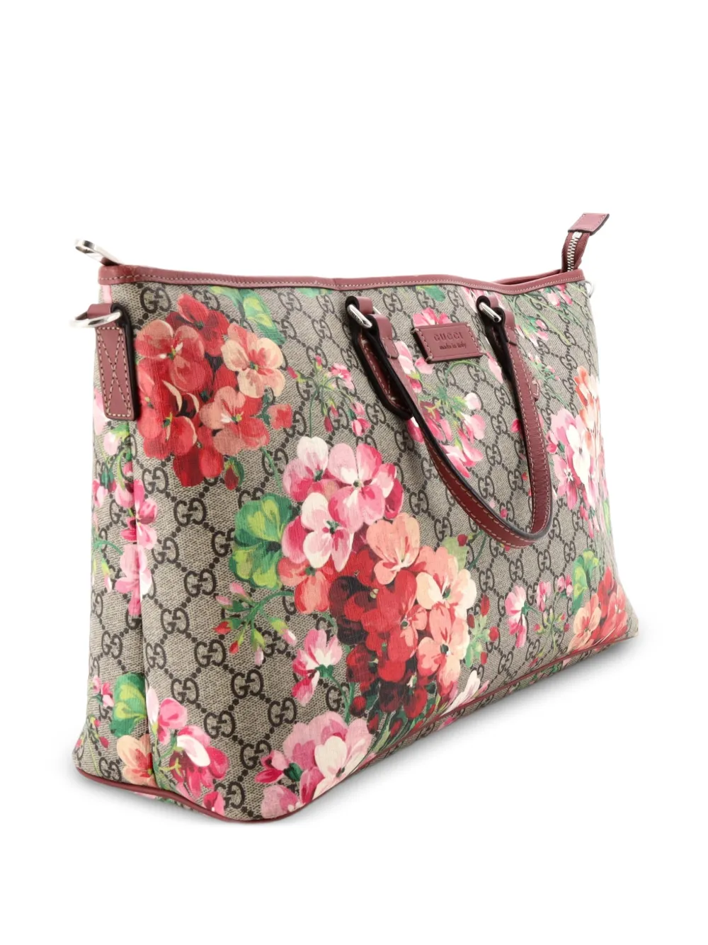  Gucci Pre-owned Bolso Shopper Convertible Zip Grande De Lona Revestida Con Estampado Gg Blooms - Marrón 