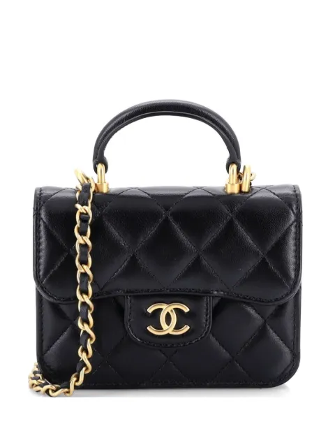 CHANEL Pre-Owned Portamonete con manico in pelle di agnello Caviar trapuntata