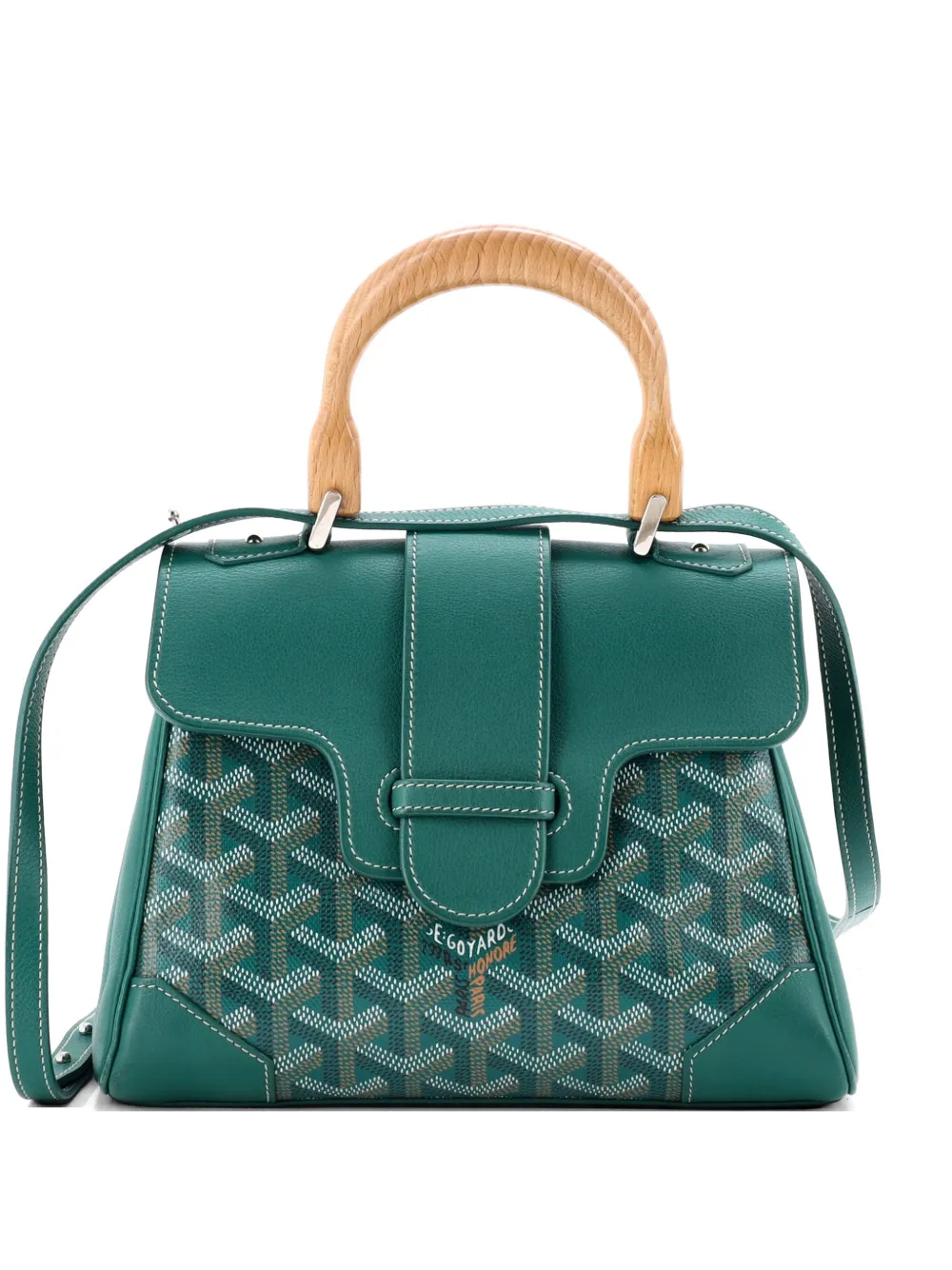 Goyard Pre-Owned Structured Saigon Top Handle Bag Coated Canvas with Leather Mini satchel - Verde