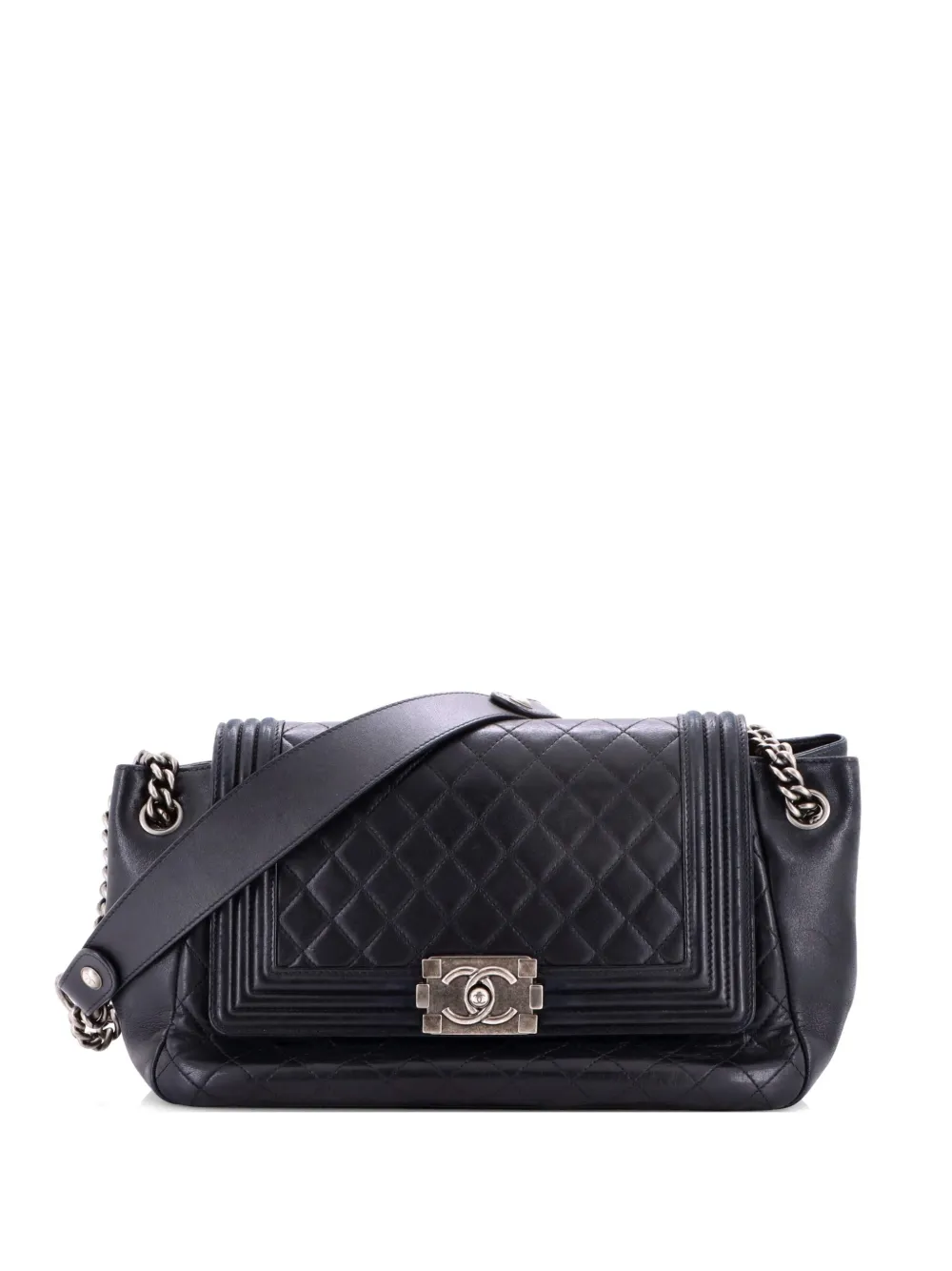 CHANEL Pre-Owned Boy Accordion Flap Bag Quilted Lambskin Medium shoulder bag - Nero