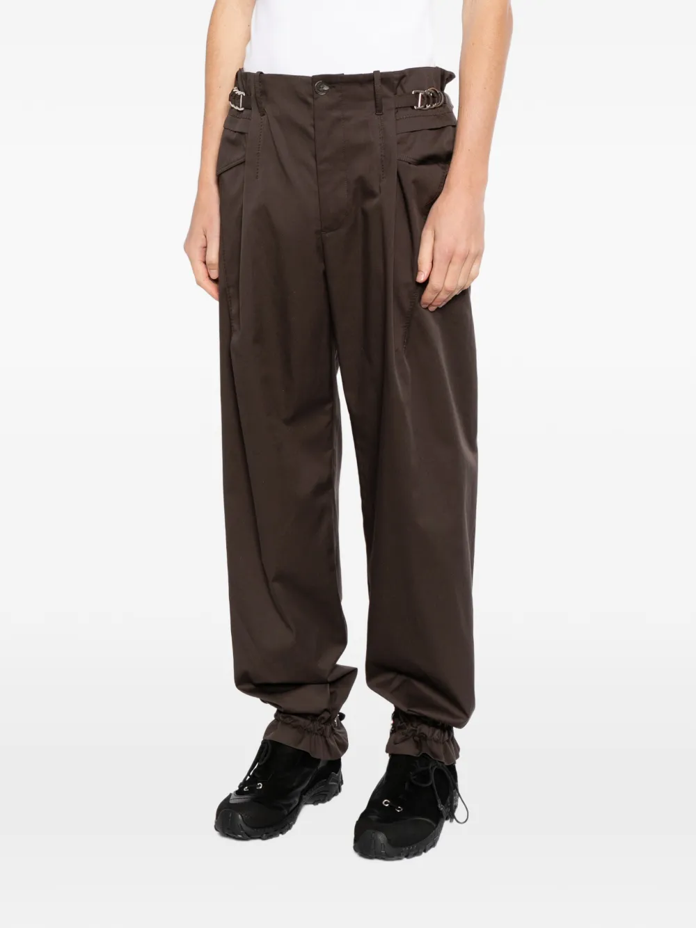 Kiko Kostadinov Broek met gespdetail en ruches Grijs