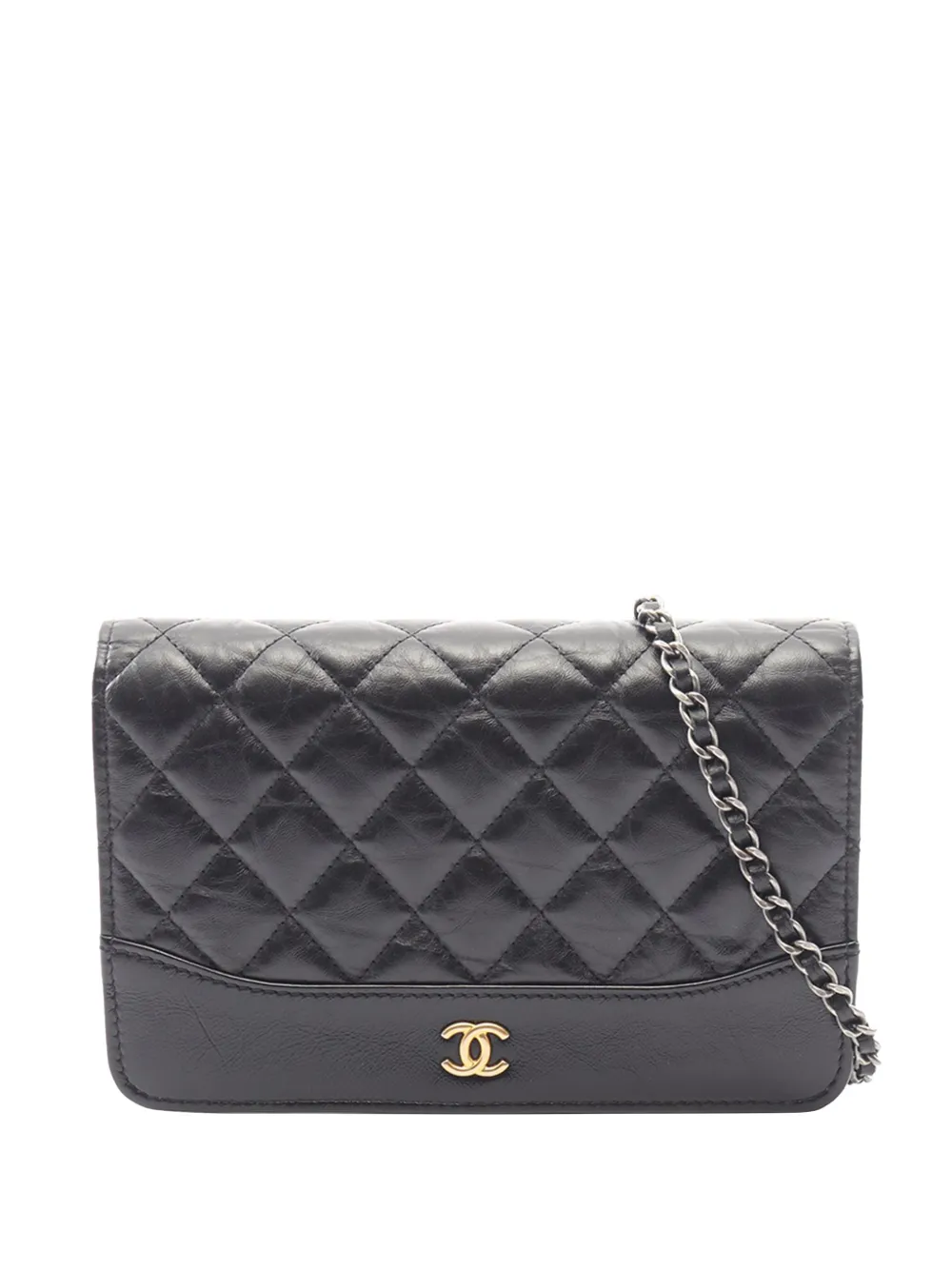 CHANEL Pre-Owned 2018-2019 Quilted Aged Calfskin Gabrielle Wallet On Chain crossbody bag - Nero