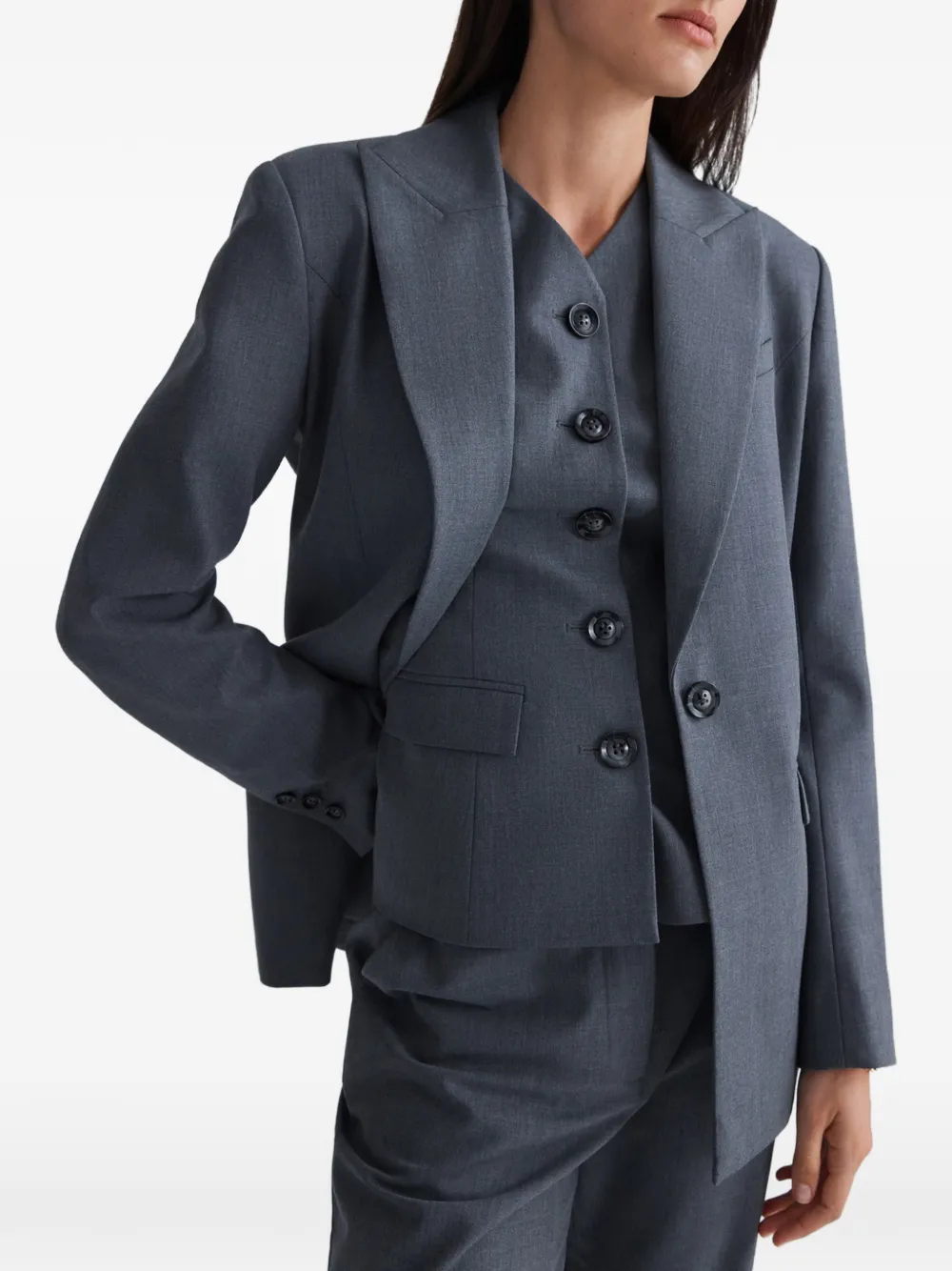 Anna Quan Willow blazer met enkele rij knopen Grijs