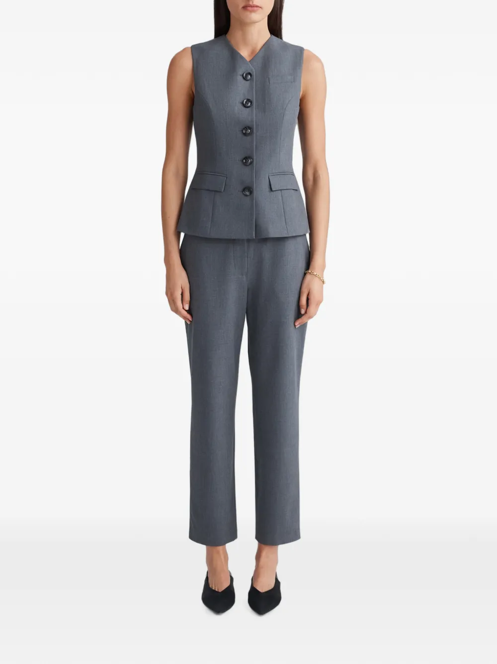 Anna Quan Kendall button-fastening peplum top - Grau