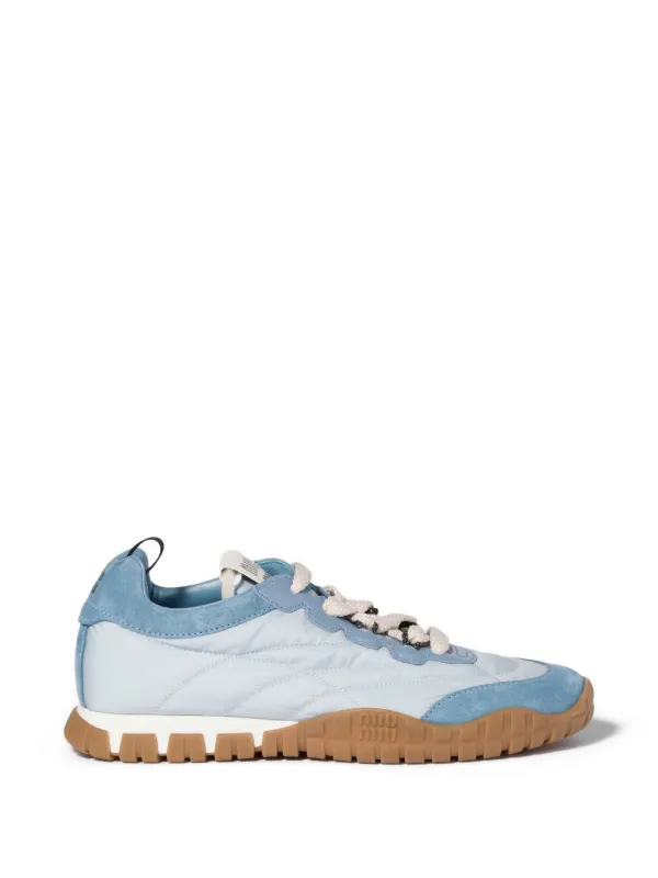 Miu Miu Logo-print Panelled Sneakers in Blue