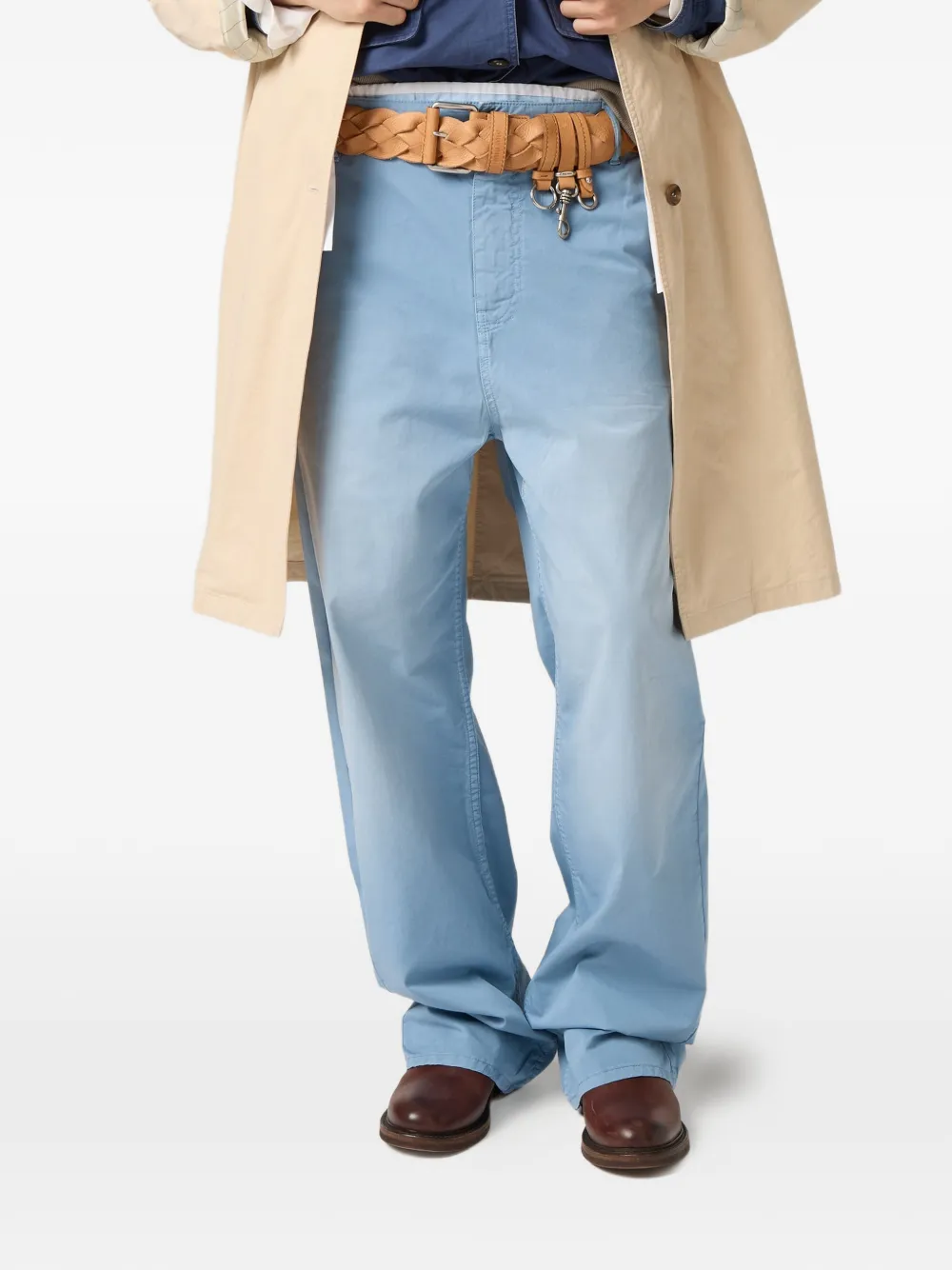 Miu Twill broek met geverfd effect Blauw