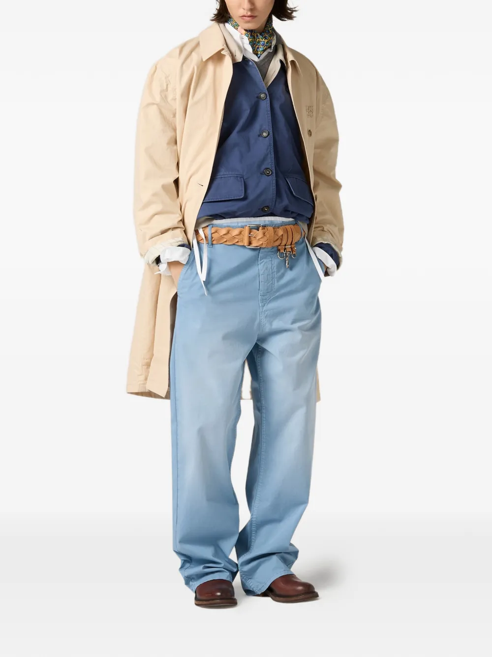 Miu Twill broek met geverfd effect Blauw