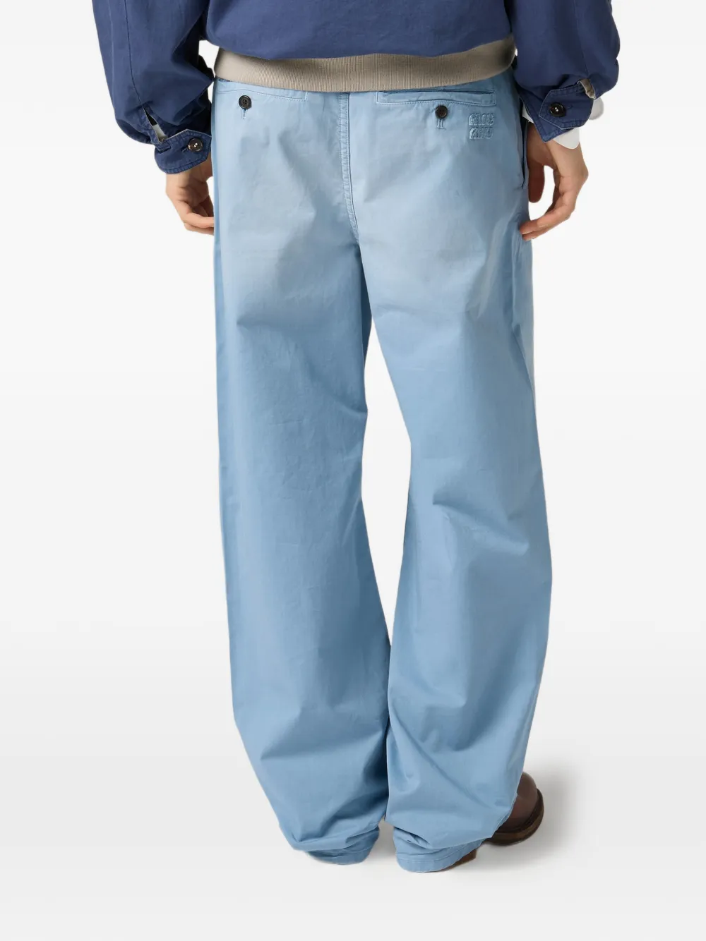 Miu Twill broek met geverfd effect Blauw