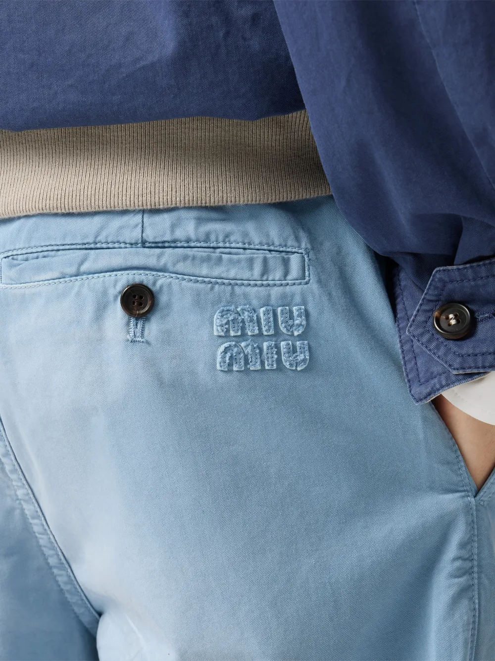 Miu Twill broek met geverfd effect Blauw