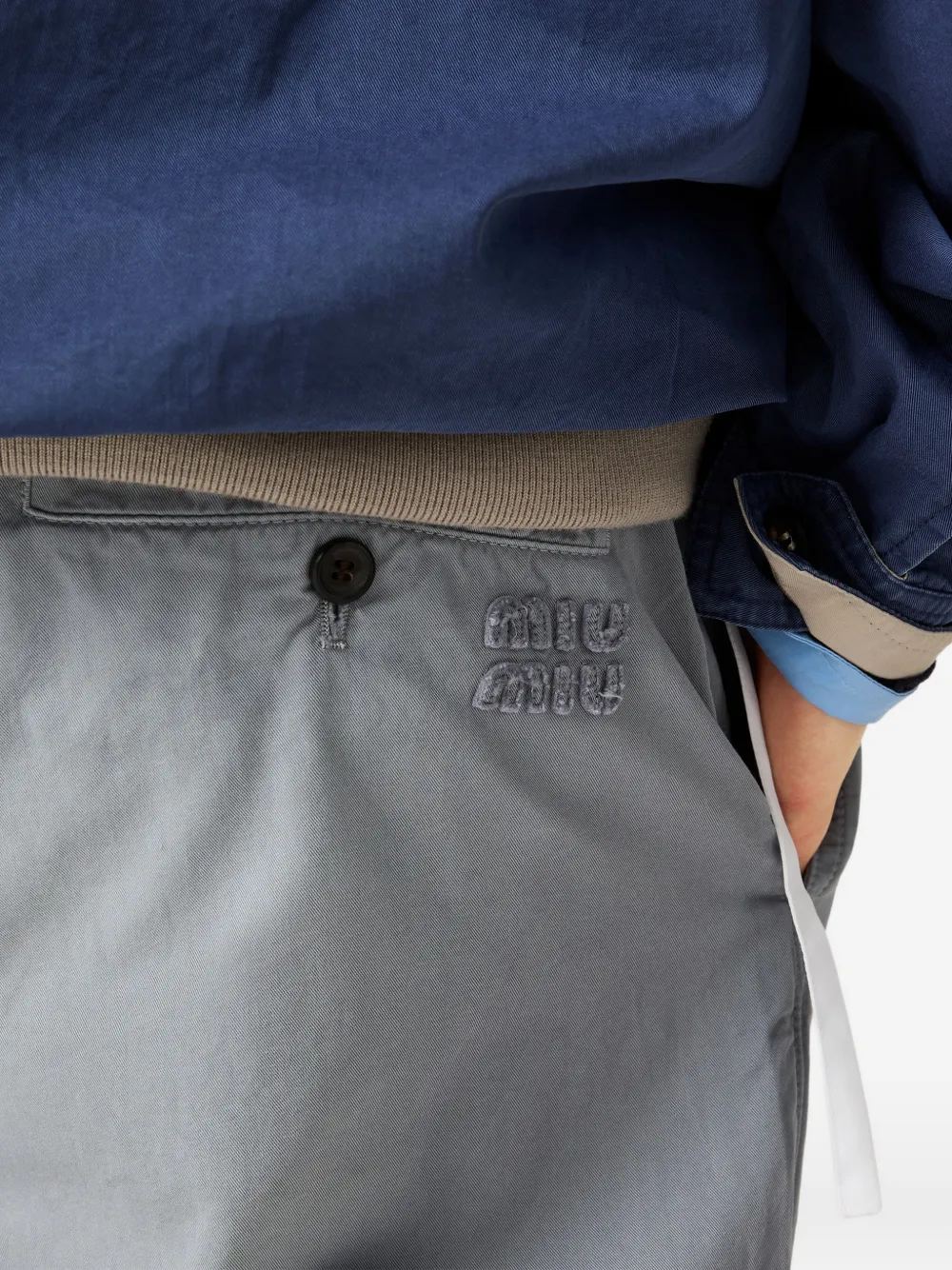 Miu Twill broek met geverfd effect Grijs