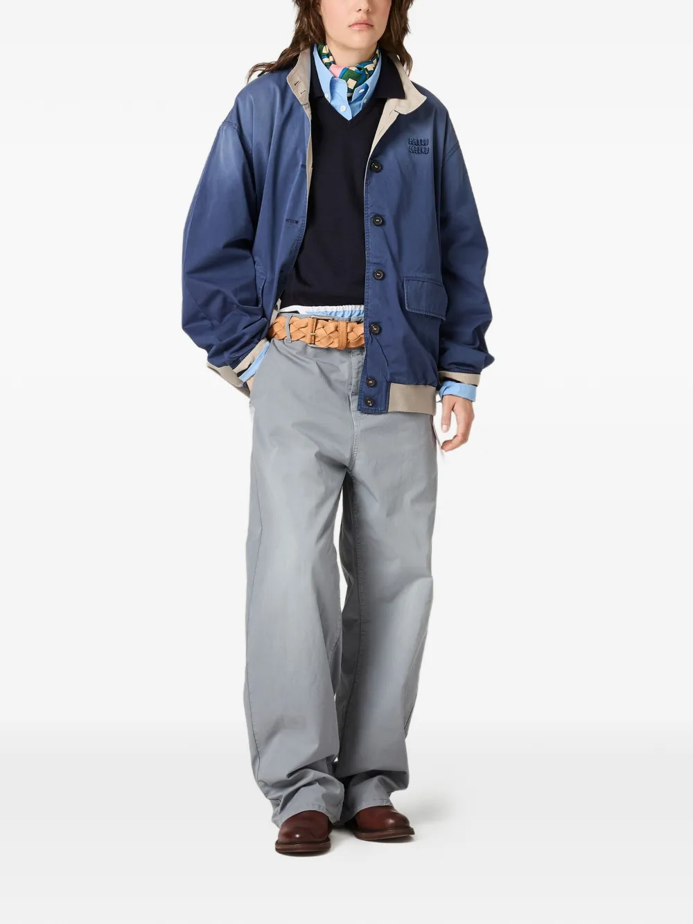 Miu Twill broek met geverfd effect Grijs