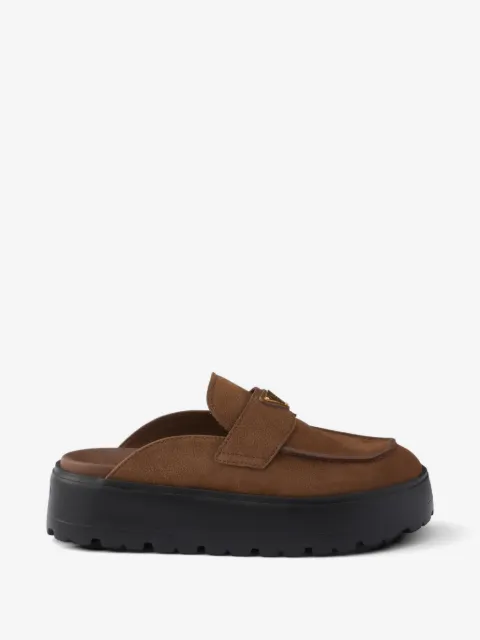 Prada nubuck flatform mules