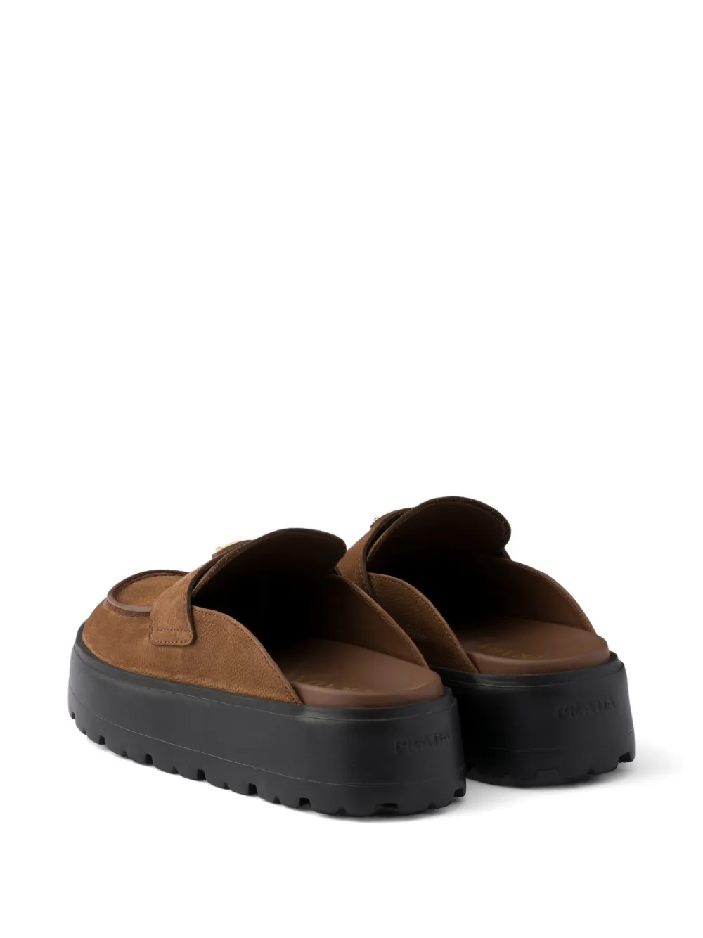 Prada nubuck flatform mules Bruin