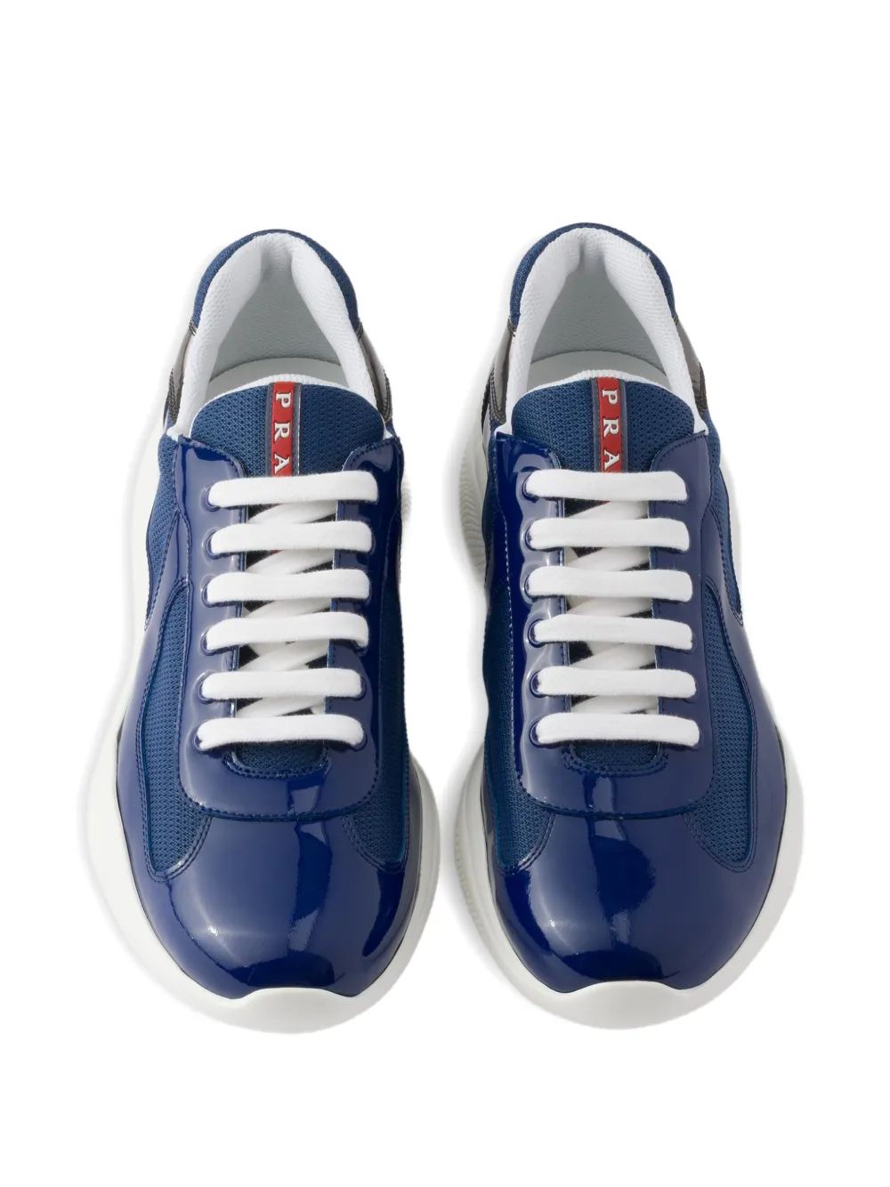 Prada America's Cup sneakers van lakleer en technische stof Blauw