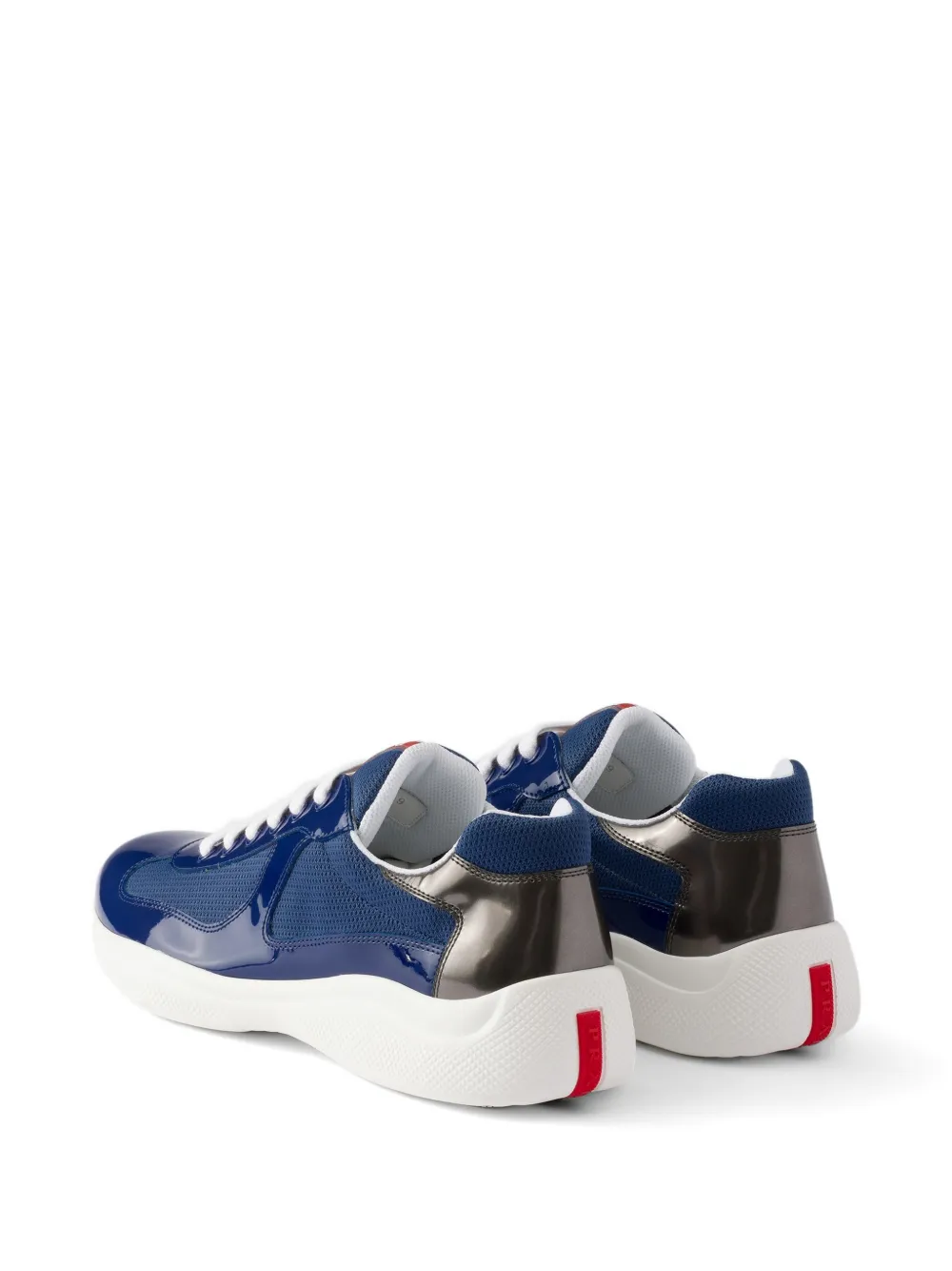 Prada America's Cup sneakers van lakleer en technische stof Blauw