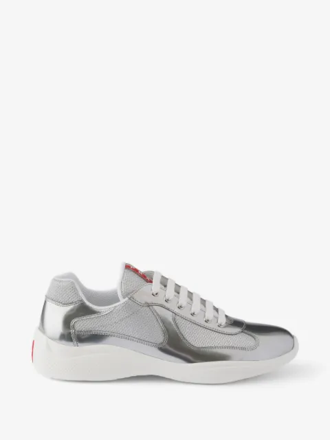 Prada America's Cup metallic-leather and bike fabric sneakers
