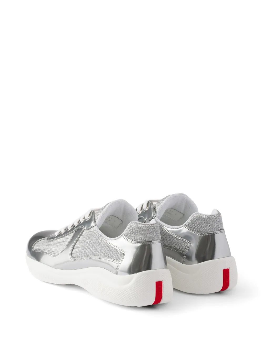Prada America's Cup sneakers van metallic leer en fietsstof Zilver
