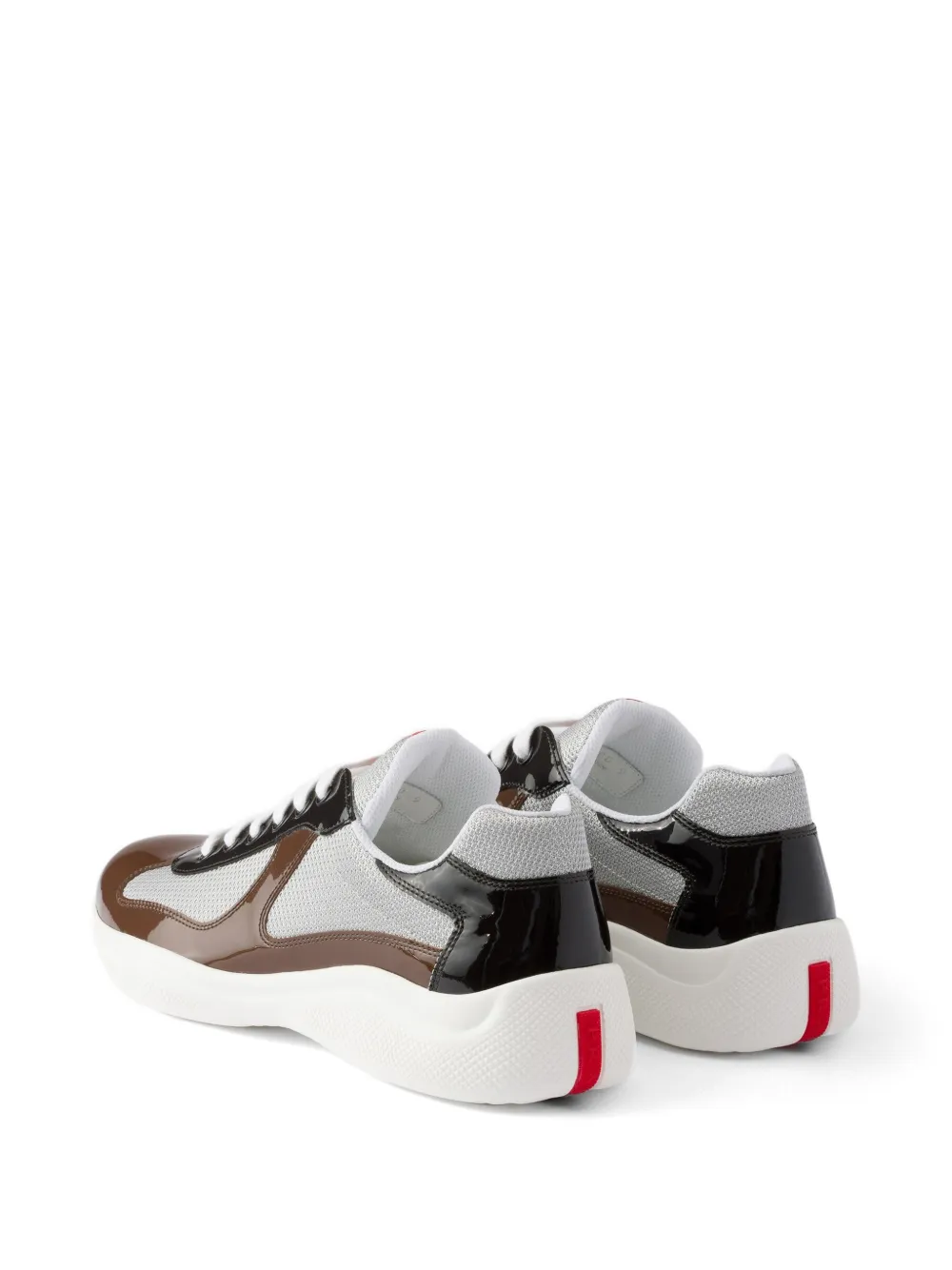 Prada America's Cup sneakers van lakleer en technische stof Bruin