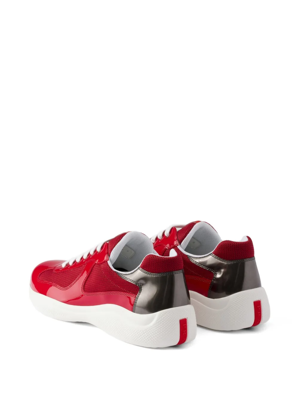 Prada America's Cup sneakers van lakleer en technische stof Rood