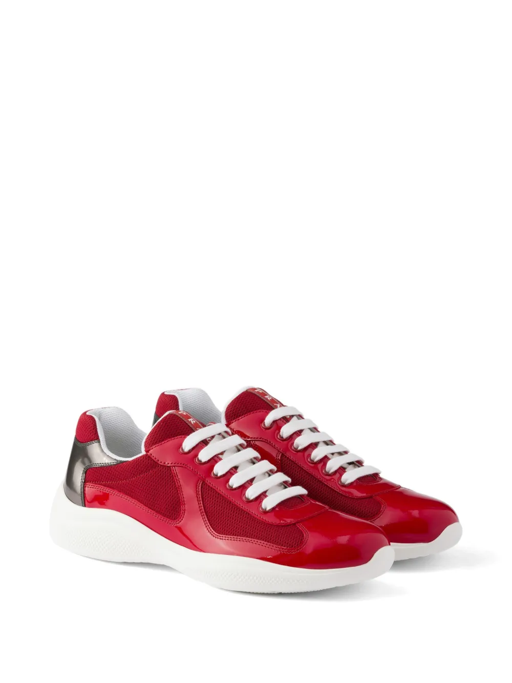 Prada America's Cup sneakers van lakleer en technische stof Rood