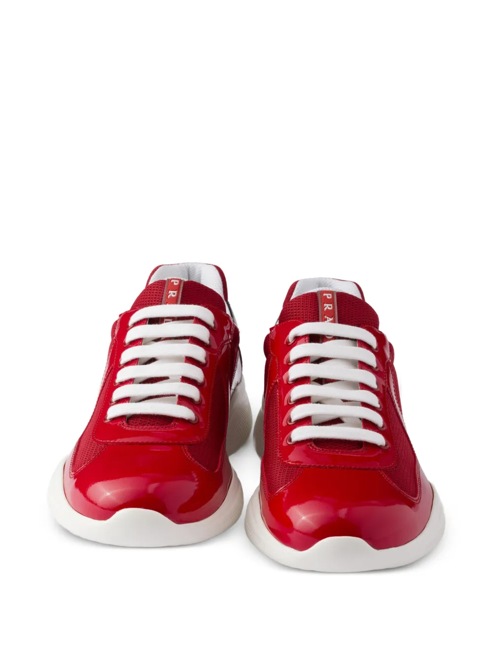 Prada America's Cup sneakers van lakleer en technische stof Rood