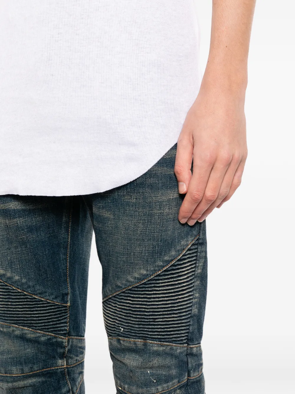 Balmain Biker jeans met vlakken Zwart